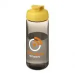 Printed Active Octave Tritan Flip Lid Bottle in grey with yellow lid and printed logo