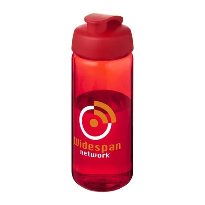 Printed Active Octave Tritan Flip Lid Bottle in red with red lid and printed logo