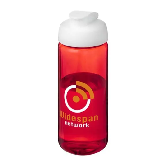 Printed Active Octave Tritan Flip Lid Bottle in red with white lid and printed logo