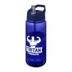 Branded Active Octave Tritan Spout Lid Bottle in blue with blue lid and printed logo