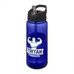 Branded Active Octave Tritan Spout Lid Bottle in blue with black lid and printed logo