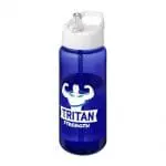 Branded Active Octave Tritan Spout Lid Bottle in blue with white lid and printed logo