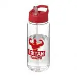 Branded Active Octave Tritan Spout Lid Bottle in clear with red lid and printed logo