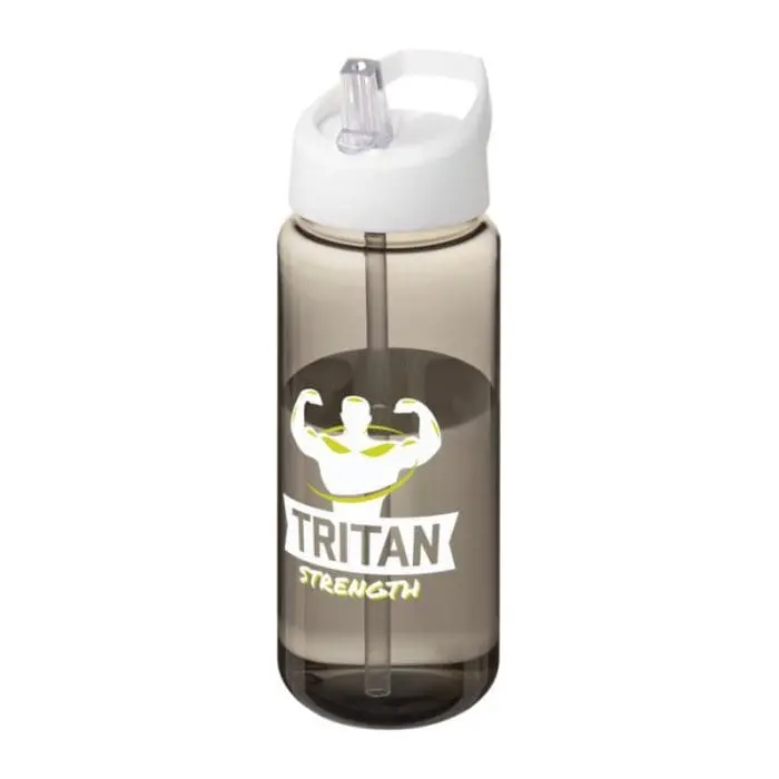 Printed Active Octave Tritan Spout Lid Bottle in grey with white lid and printed logo