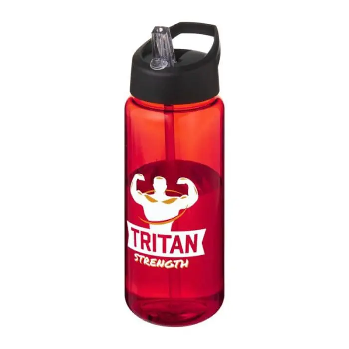 Printed Active Octave Tritan Spout Lid Bottle in red withblack lid and printed logo