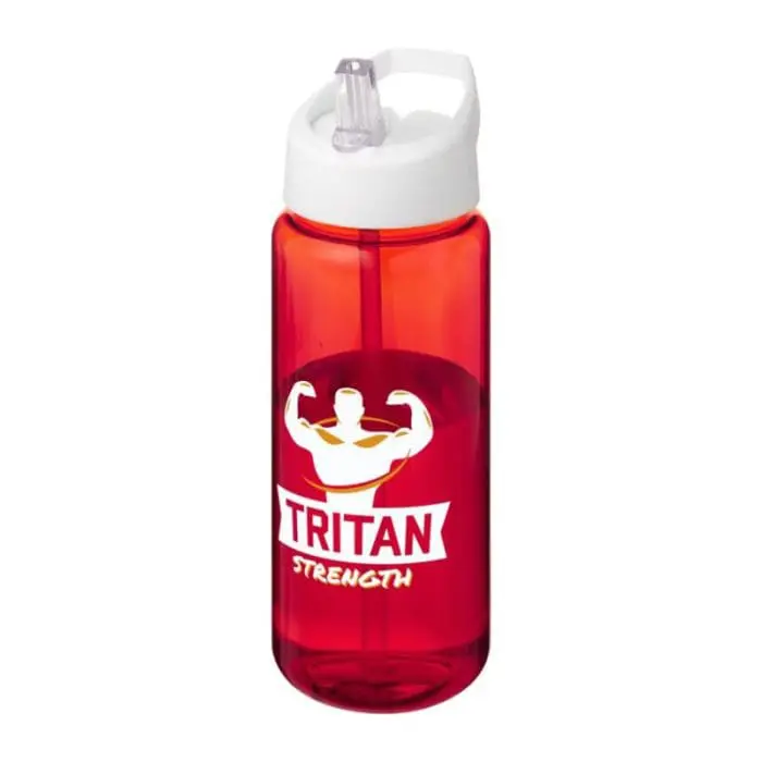 Printed Active Octave Tritan Spout Lid Bottle in red with white lid and printed logo