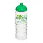 Promotional Active Treble Dome Lid Bottle 750ml in clear with green lid and printed logo