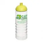 Promotional Active Treble Dome Lid Bottle 750ml in clear with light green lid and printed logo