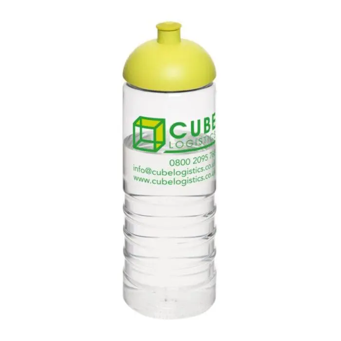 Promotional Active Treble Dome Lid Bottle 750ml in clear with light green lid and printed logo