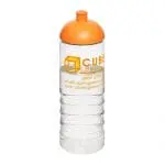 Promotional Active Treble Dome Lid Bottle 750ml in clear with orange lid and printed logo