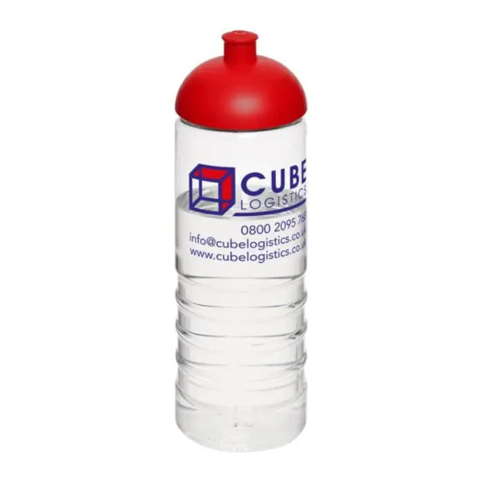 Promotional Active Treble Dome Lid Bottle 750ml in clear with red lid and printed logo