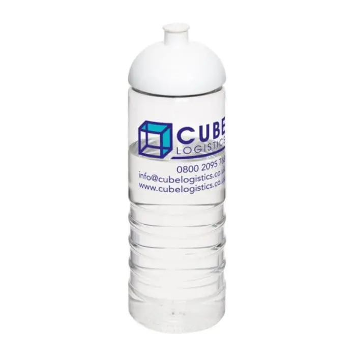 Printed Active Treble Dome Lid Bottle 750ml in clear with white lid and printed logo