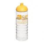 Printed Active Treble Dome Lid Bottle 750ml in clear with yellow lid and printed logo