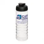 Branded Active Treble Flip Lid Bottle 750ml in clear with black lid and printed logo