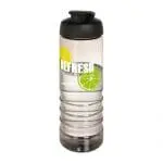 Promotional Active Treble Flip Lid Bottle 750ml in grey with black lid and printed logo