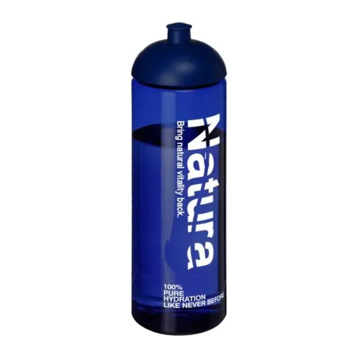 Branded Active Vibe Dome Lid Sport Bottle in blue with blue lid and printed logo