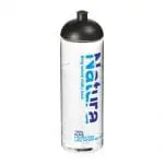 Branded Active Vibe Dome Lid Sport Bottle in clear with black lid and printed logo