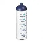 Branded Active Vibe Dome Lid Sport Bottle in clear with blue lid and printed logo