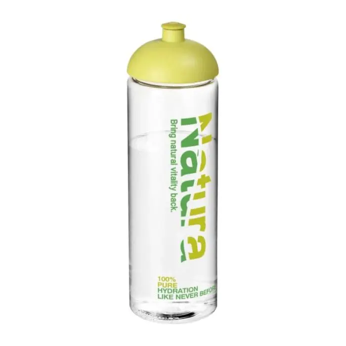 Branded Active Vibe Dome Lid Sport Bottle in clear with light green lid and printed logo