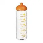 Promotional Active Vibe Dome Lid Sport Bottle in clear with orange lid and printed logo