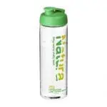 Branded Active Vibe Flip Lid Bottle in clear with green lid and printed logo