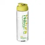 Promotional Active Vibe Flip Lid Bottle in clear with light green lid and printed logo