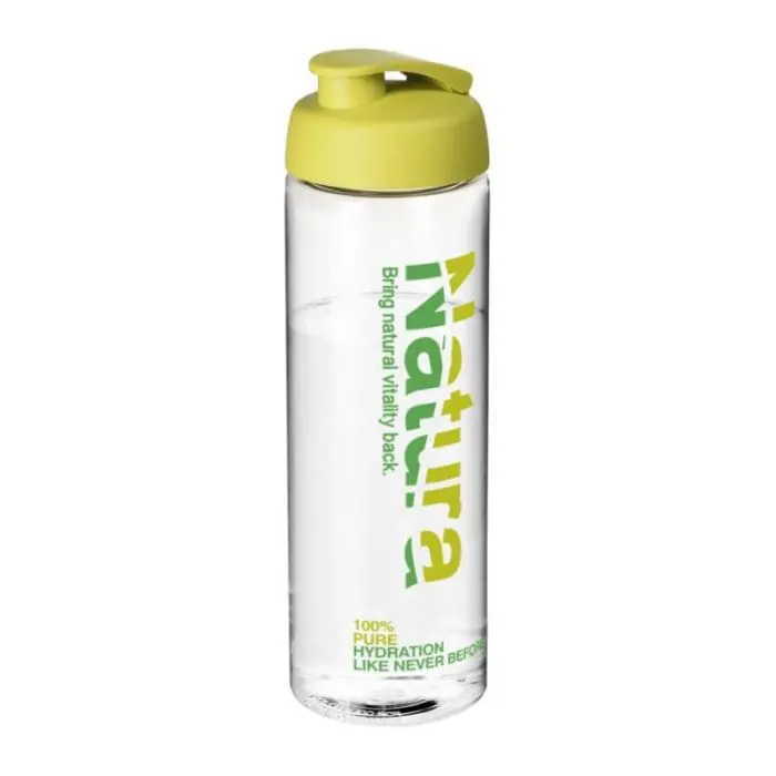 Promotional Active Vibe Flip Lid Bottle in clear with light green lid and printed logo