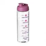 Promotional Active Vibe Flip Lid Bottle in clear with pink lid and printed logo