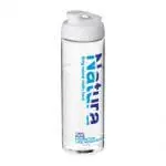 Printed Active Vibe Flip Lid Bottle in clear with white lid and printed logo