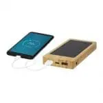 Promotional bamboo solar powerbank with printed logo for phones