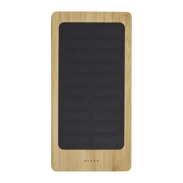 Promotional bamboo solar powerbank with printed logo