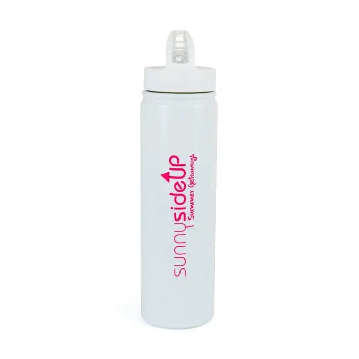 Personalised insulated bottle 580ml in white with printed logo