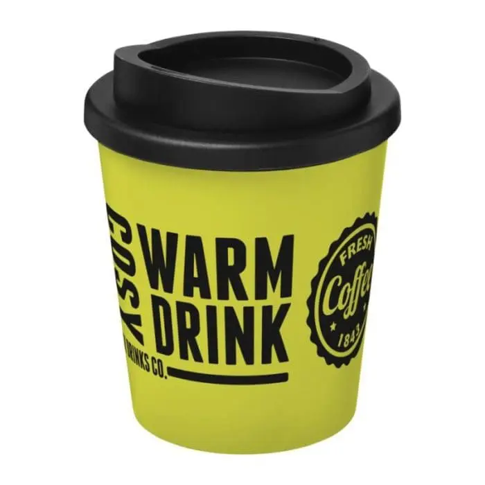 Branded Americano Espresso Insulated Tumbler 250ml in Lime Green with Black Lid