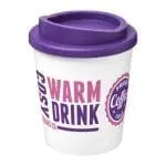 Branded Americano Espresso Insulated Tumbler 250ml in White with Purple Lid