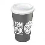 Branded Americano Insulated Tumbler 350ml in Silver with White Lid