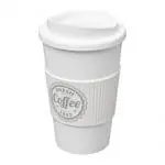 Branded Americano Insulated Tumbler with Grip 350ml in White