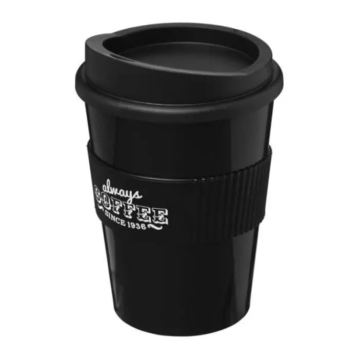 Branded Americano Medium Tumbler with Grip 300ml in Black