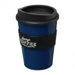 Branded Americano Medium Tumbler with Grip 300ml in Blue with Black Trim