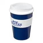 Branded Americano Medium Tumbler with Grip 300ml in Blue with White Trim