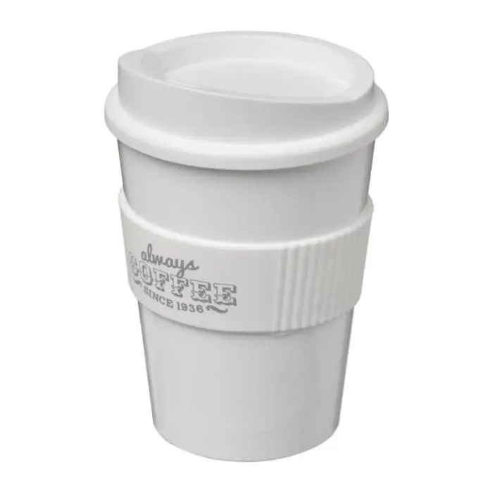 Branded Americano Medium Tumbler with Grip 300ml in White