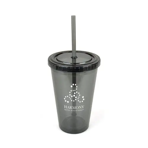 Branded Arena Travel Cup 500ml with Straw in Black