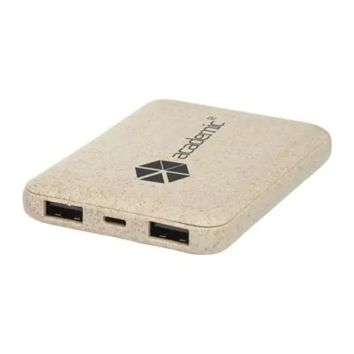 Branded wheat straw power bank with printed logo on top