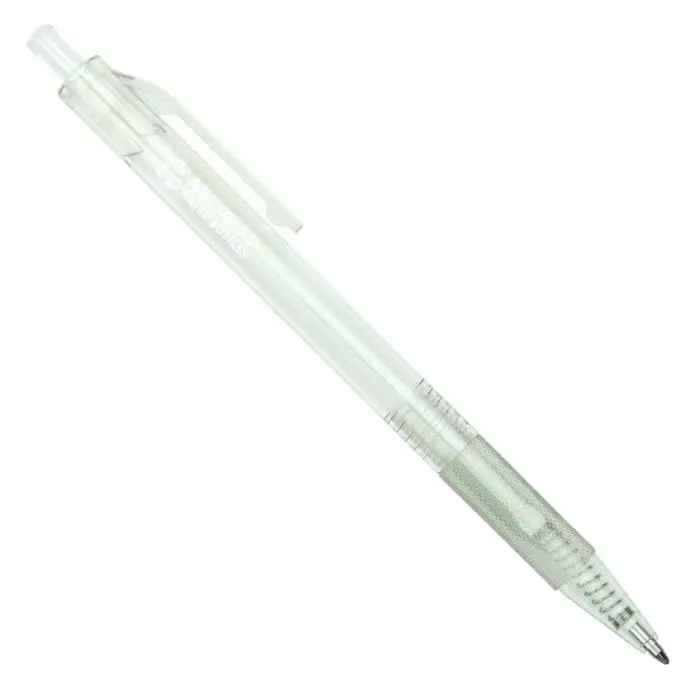 Promotional recycled ball pen in clear with printed logo