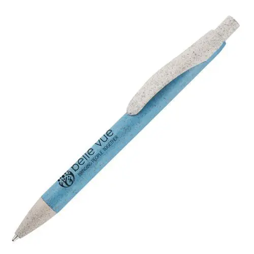 Promotional wheat pen in blue with printed logo