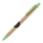 Promotional card pen with wheat trim and green details with printed logo