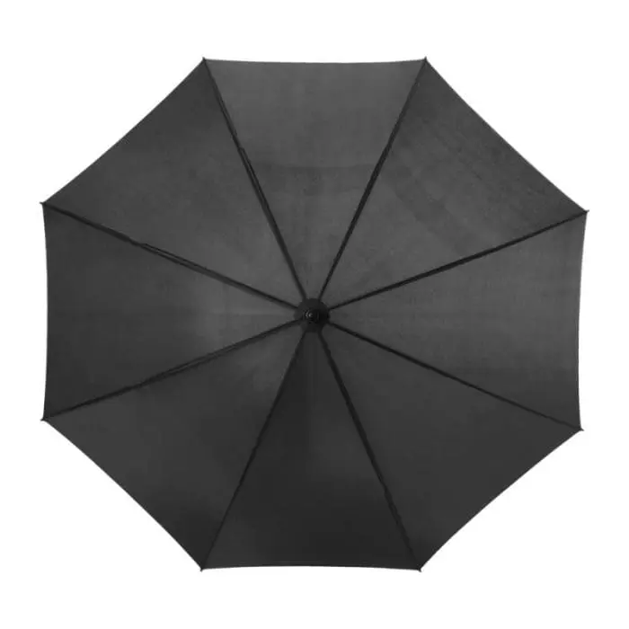 Branded Barry Auto Opening Umbrella in black with printed logo top view