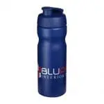 Branded Baseline Plus Flip Lid Sports Bottle 650ml in blue with blue lid and printed logo