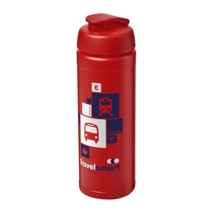 Branded Baseline Plus Flip Lid Sports Bottle 750ml in red with red lid and printed logo