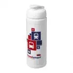 Printed Baseline Plus Flip Lid Sports Bottle 750ml in white with white lid and printed logo