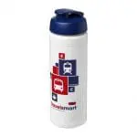 Promotional Baseline Plus Flip Lid Sports Bottle 750ml in white with blue lid and printed logo